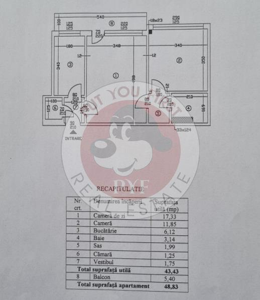 Victoriei  Apartament 2 camere  49mp  semidecomandat B3838